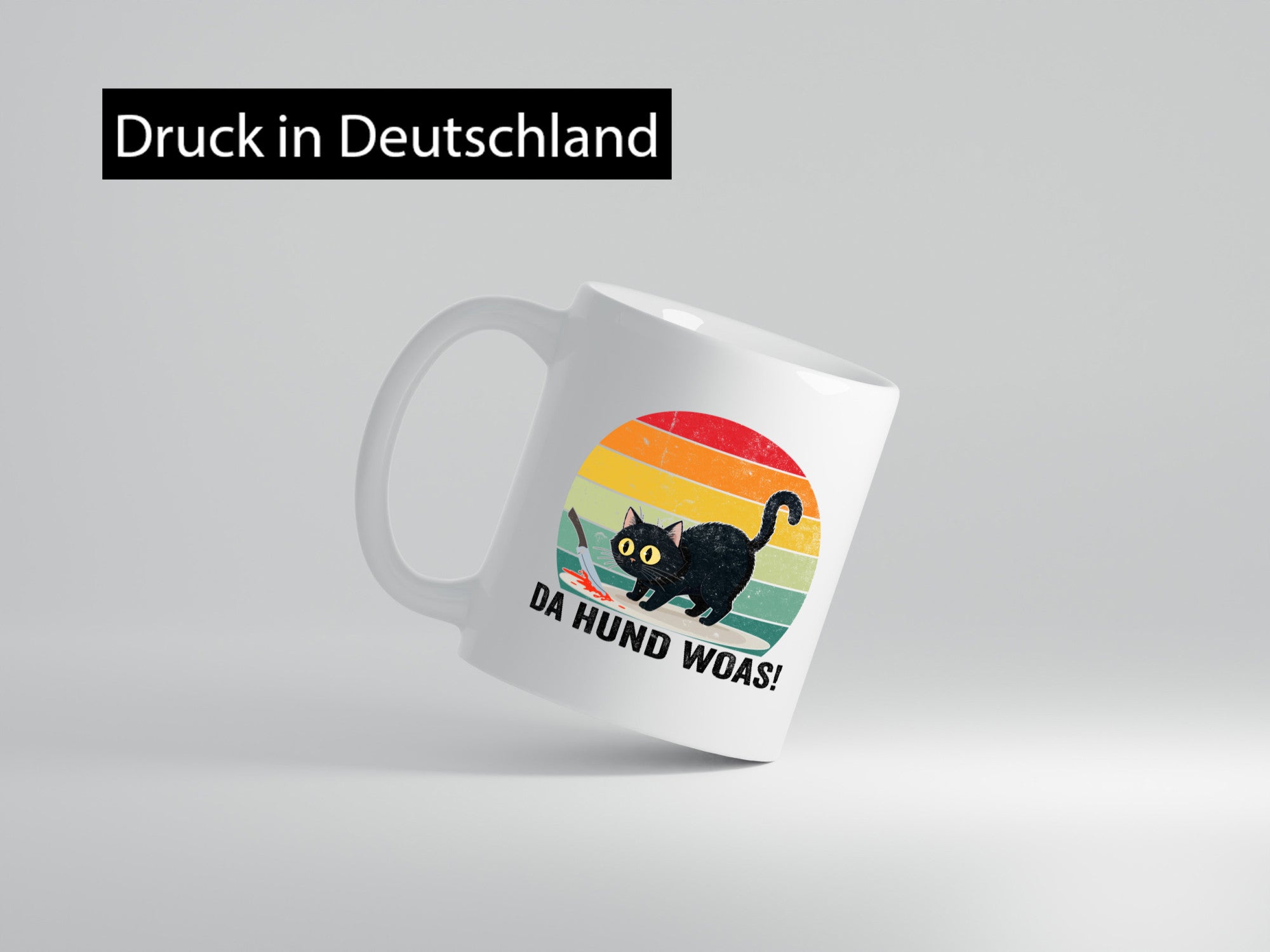 Da Hund woas | Retro böse Katze mit Messer Humor Tierliebhaber Geschenkidee