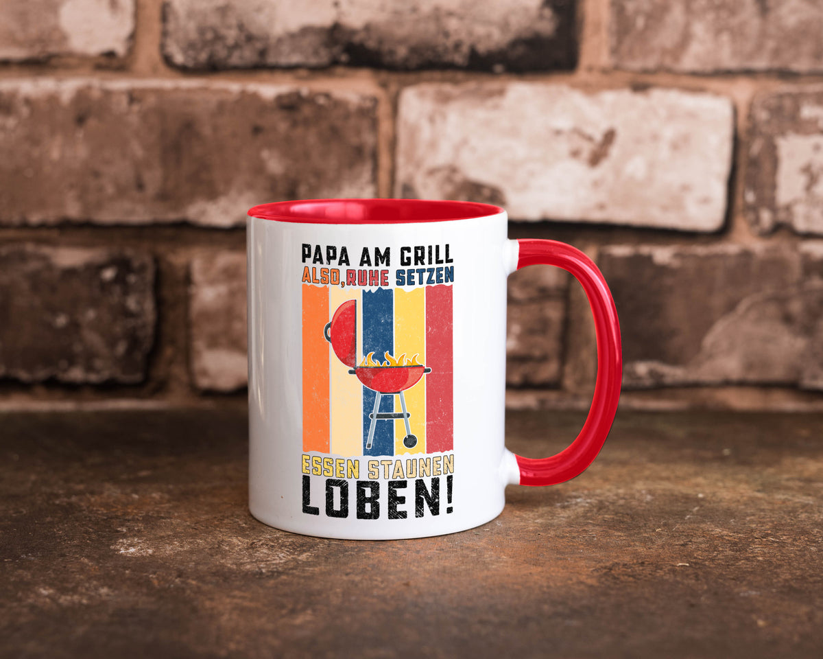 Papa am Grill | Grillmeister BBQ Grillabend v2 Geschenkidee Humor Tasse