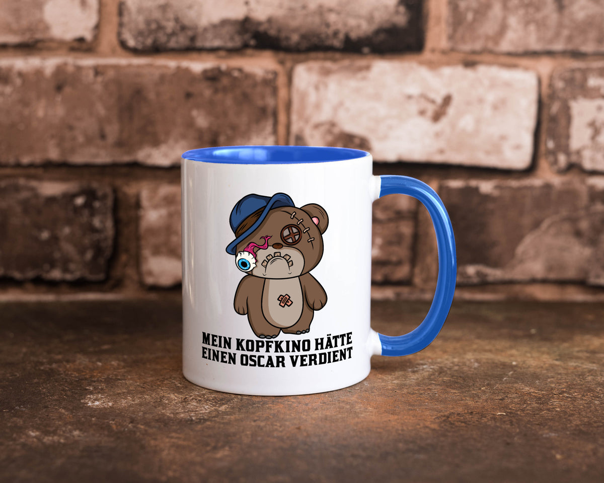 Mein Kopfkino hätte Oscar verdient | kaputter Bär Comic lustiger Spruch Tasse