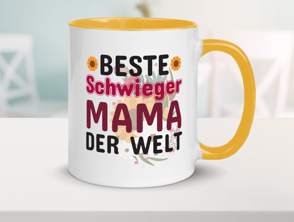 Beste Schwiegermama | Schwiegermutter Tasse Blumen Humor Familie Geschenkidee