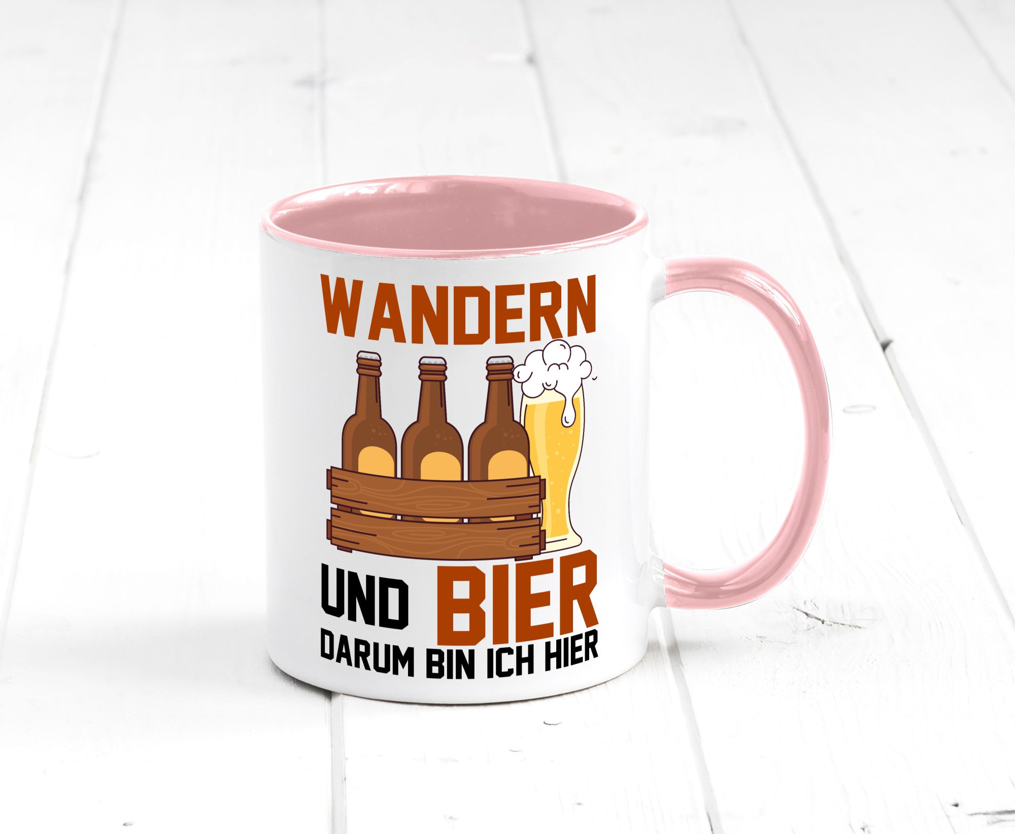 Wandern und Bier darum bin ich hier | Bierkasten lustiger Spruch Geschenk Humor