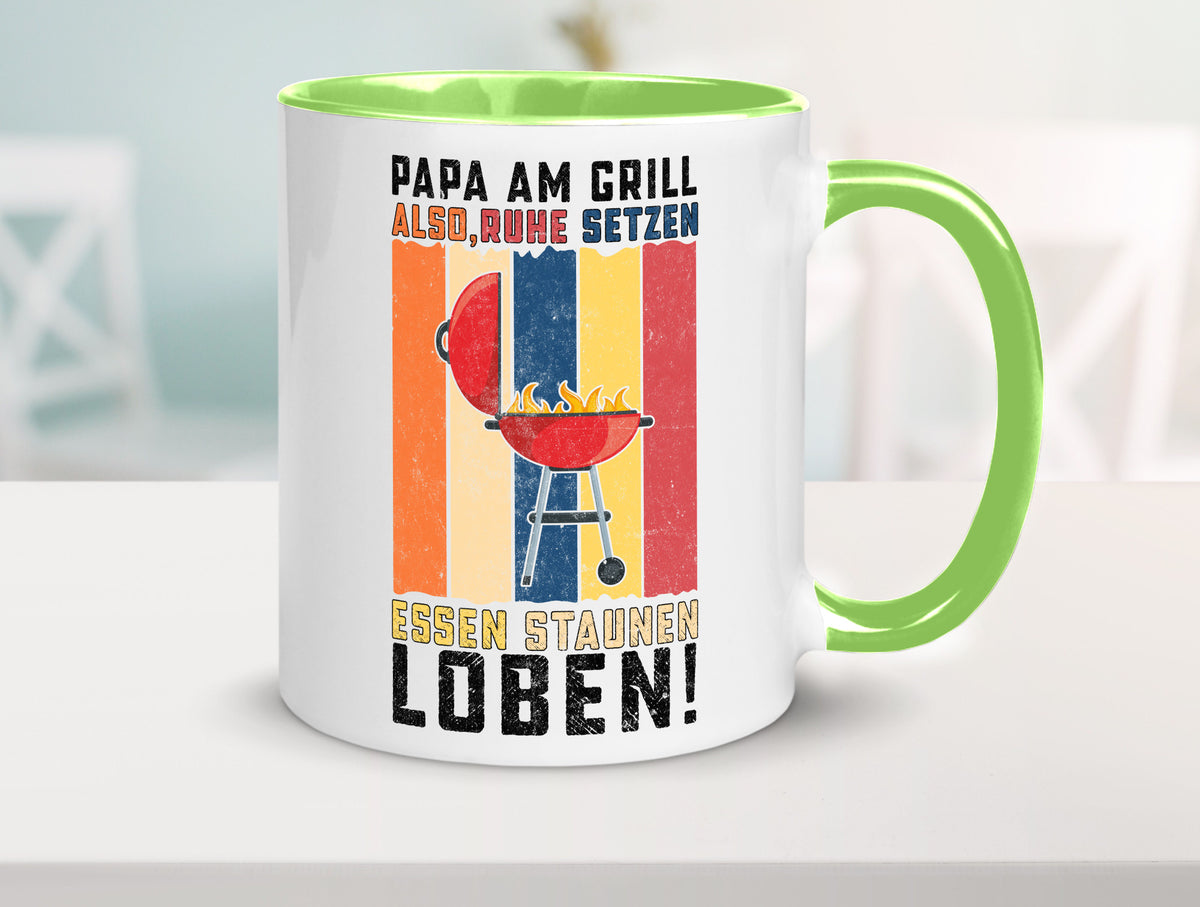 Papa am Grill | Grillmeister BBQ Grillabend v2 Geschenkidee Humor Tasse
