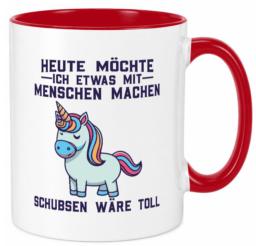 Heute möchte ich Menschen schubsen | Einhorn v2 Geschenk Humor Geschenkidee