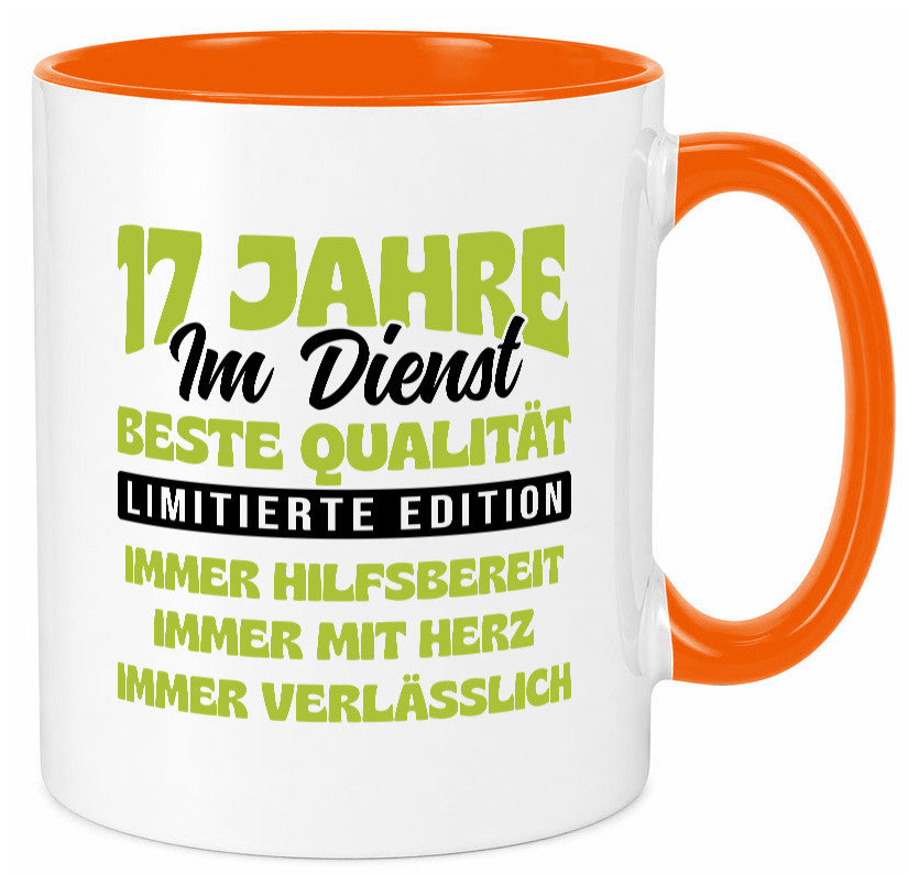 17 Jahre im Dienst | Jubiläum Arbeit v4 Geschenk Kollegen Büro lustiger Spruch Tasse