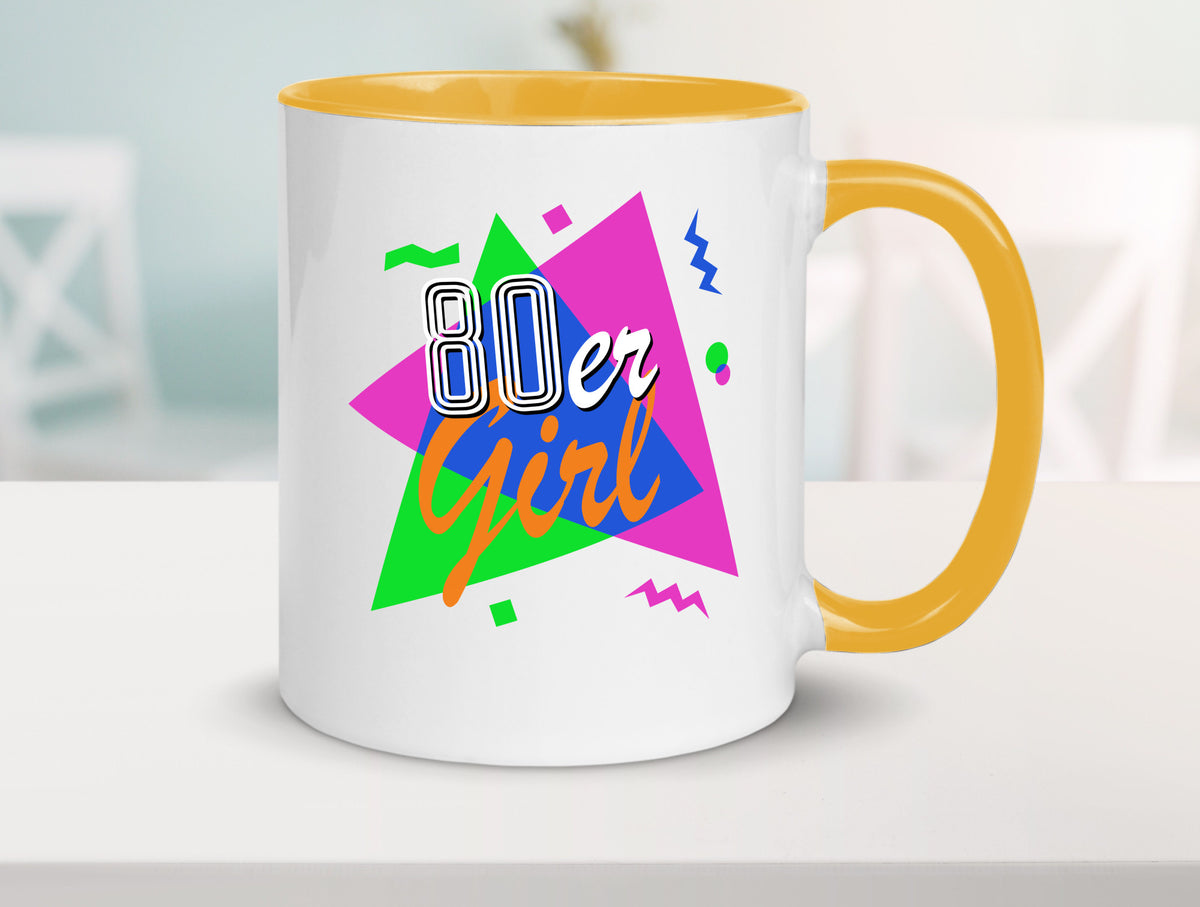 80er Girl - Jahre bunt + verrückt retro Humor Geschenkidee Tasse