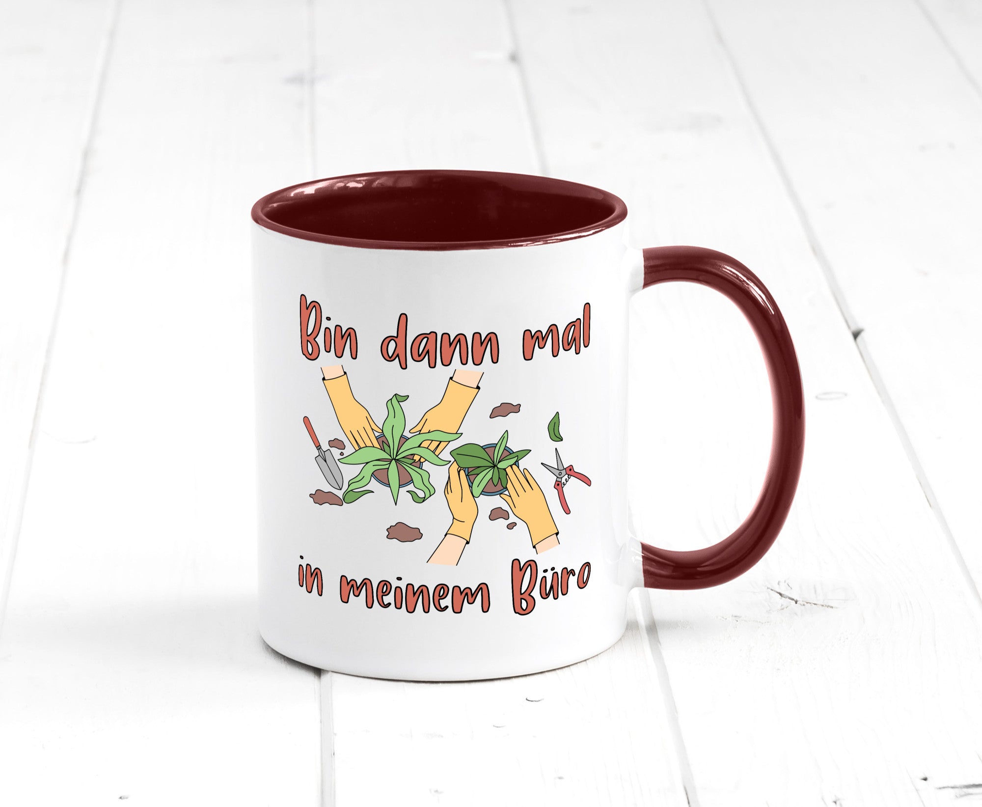 Bin im Büro | Gartenarbeit Pflanzen Humor Witz Geschenkidee Arbeit Kollegen