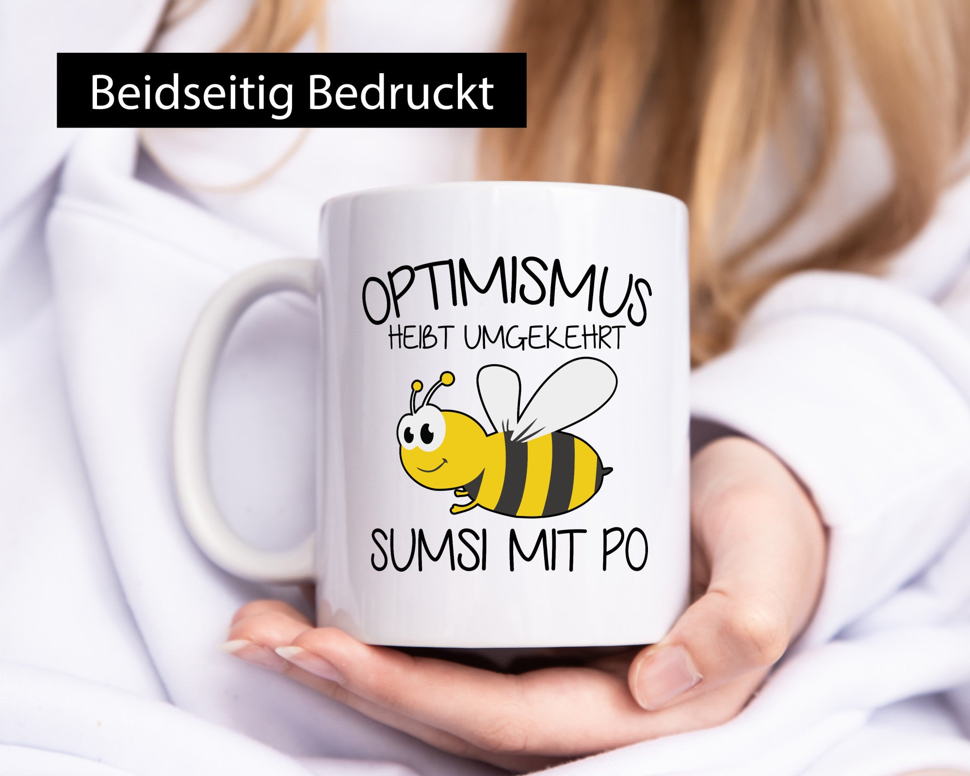 Optimismus umgekehrt heißt Sumsimitpo | Biene lustiger Spruch Geschenk Humor
