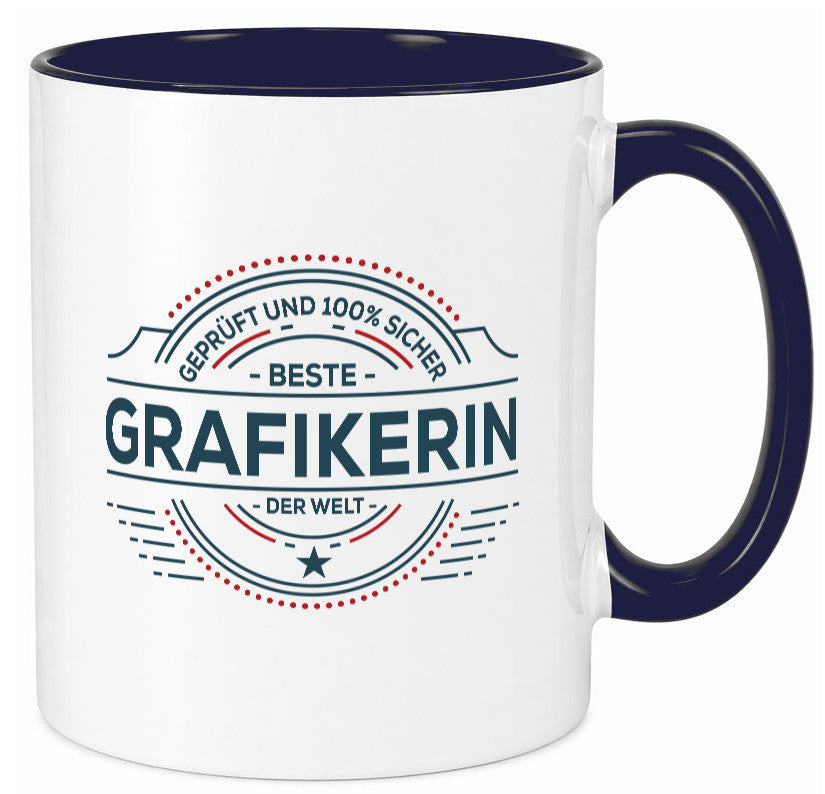 Geprüft und sicher: Grafikerin | Grafik Design Humor Geschenkidee Tasse