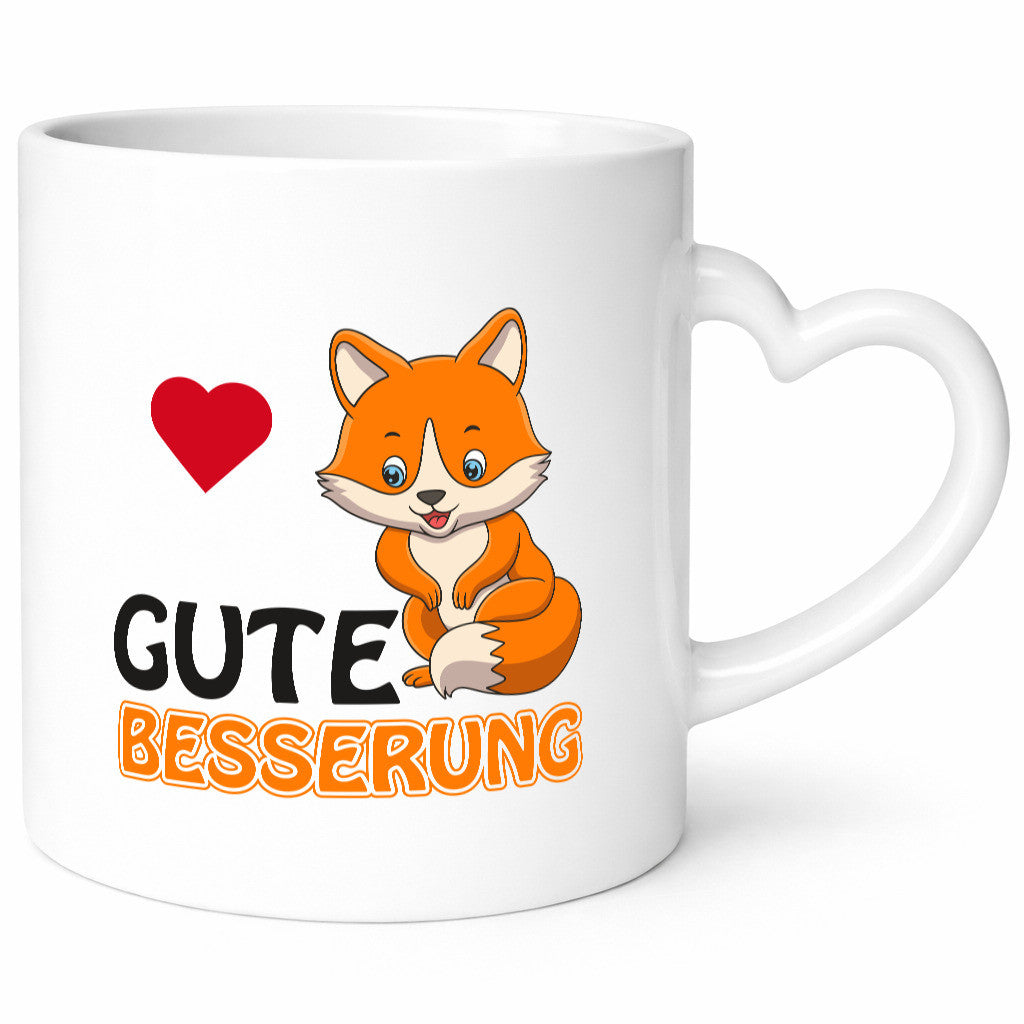 Gute Besserung | Genesung Tasse Fuchs mit Herzen lustig Humor Geschenkidee