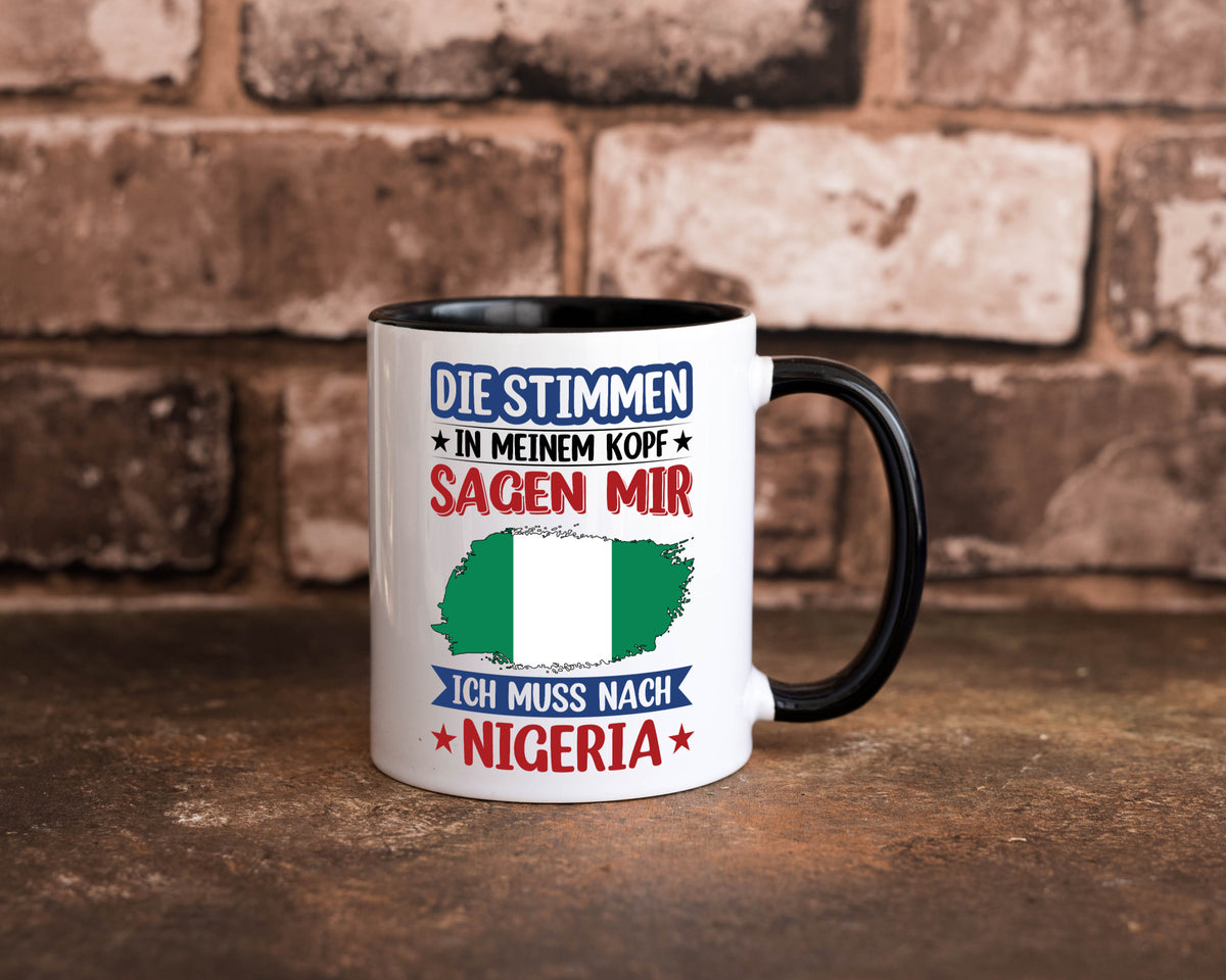 Nigeria | Urlaub Stimmen in meinem Kopf Traumland Geschenk Humor Geschenkidee Tasse