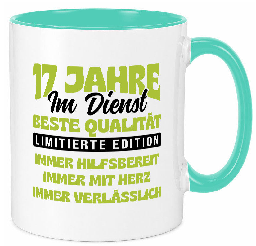 17 Jahre im Dienst | Jubiläum Arbeit v4 Geschenk Kollegen Büro lustiger Spruch Tasse