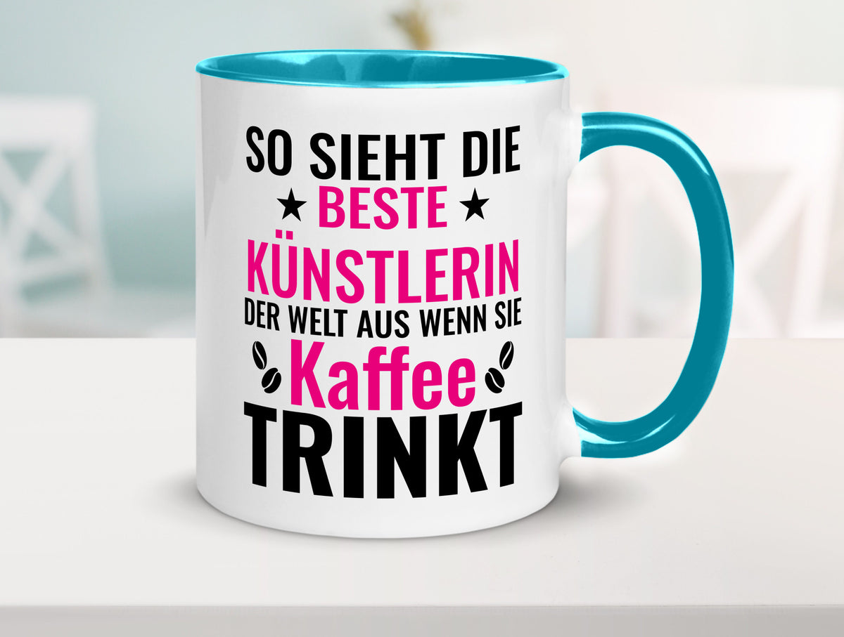 Kaffee trinkt: Künstlerin | Kunst Geschenk Humor Geschenkidee lustiger Spruch Tasse