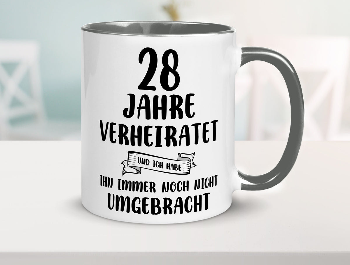 28 Jahre Verheiratet, immer noch am Leben! Geschenkidee Humor Tasse