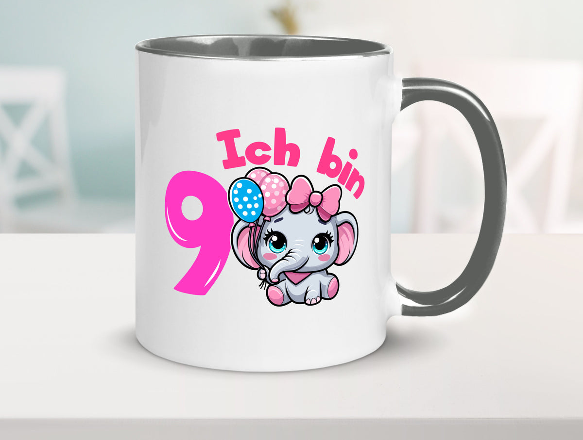 9. Geburtstag | 9 Jahre Elefant Mädchen Geschenk Geschenkidee lustiger Spruch Tasse