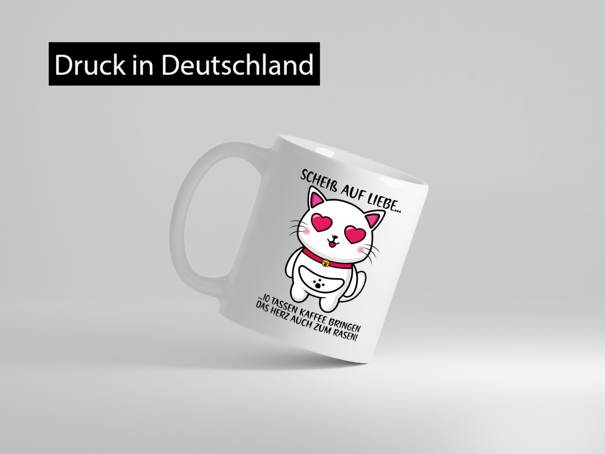 Scheiß auf Liebe | Katze mit Herzen Kaffee Kaffeetrinker Geschenkidee