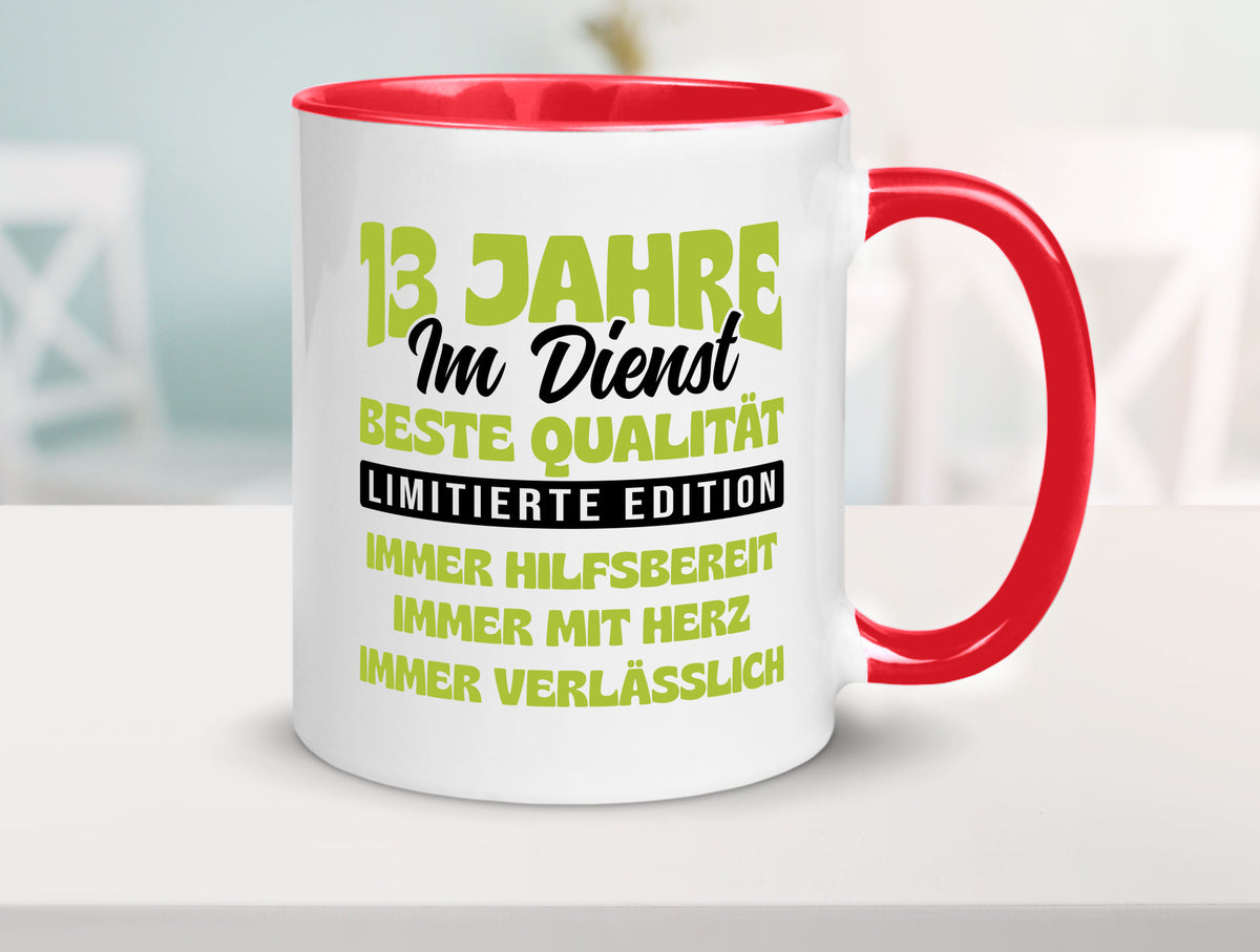 13 Jahre im Dienst | Jubiläum Arbeit v4 lustig Kollegen Büro Geschenk Tasse
