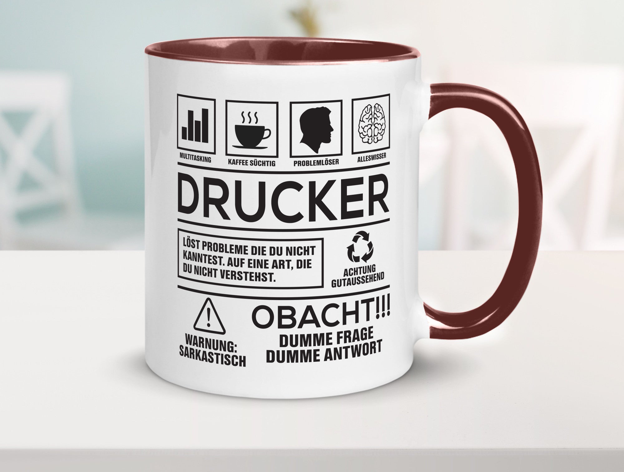Achtung Probleme Drucker | Druckerei Print Medien Humor Geschenkidee Tasse