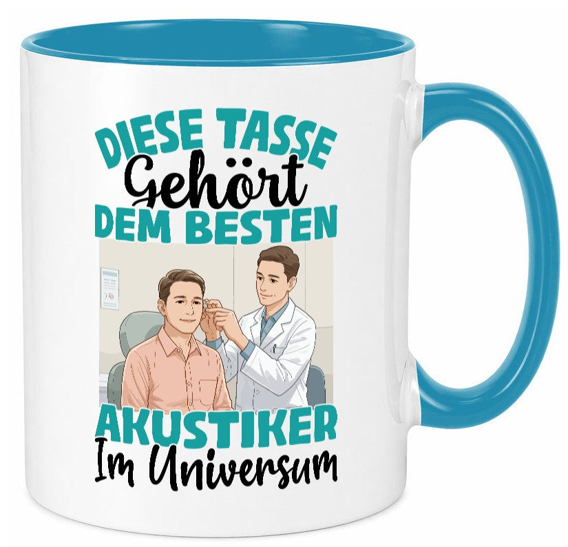 Im Universum: Akustiker | Akustik Hörgeräteakustik Geschenk Humor Geschenkidee Tasse