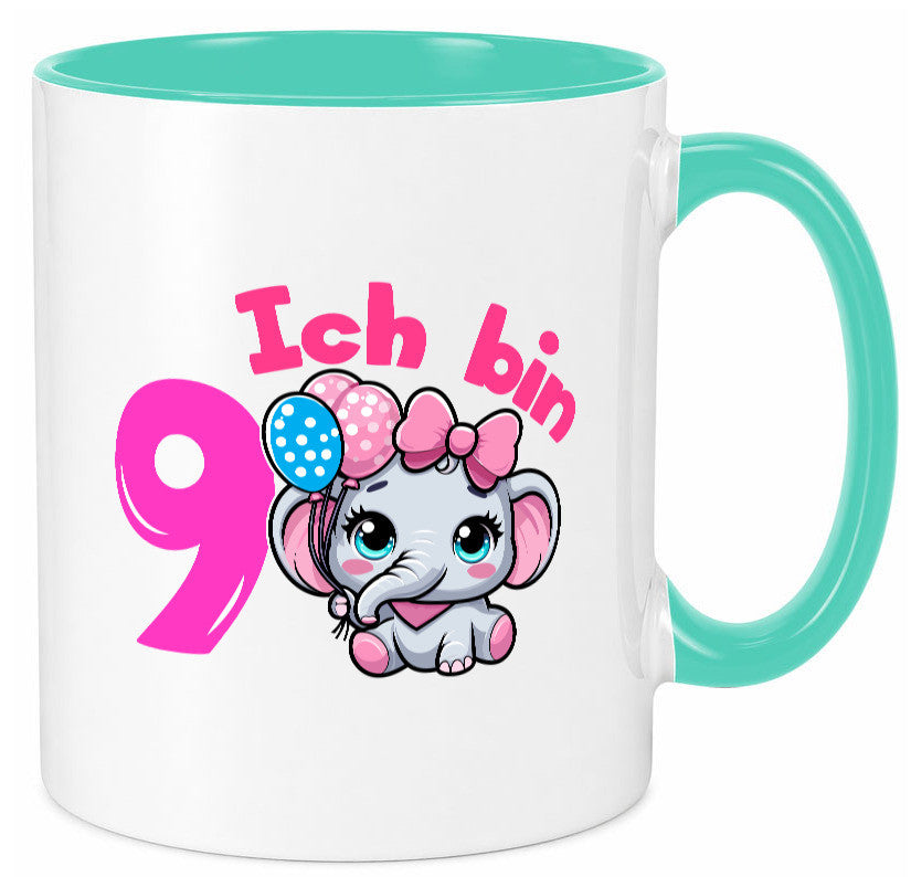 9. Geburtstag | 9 Jahre Elefant Mädchen Geschenk Geschenkidee lustiger Spruch Tasse