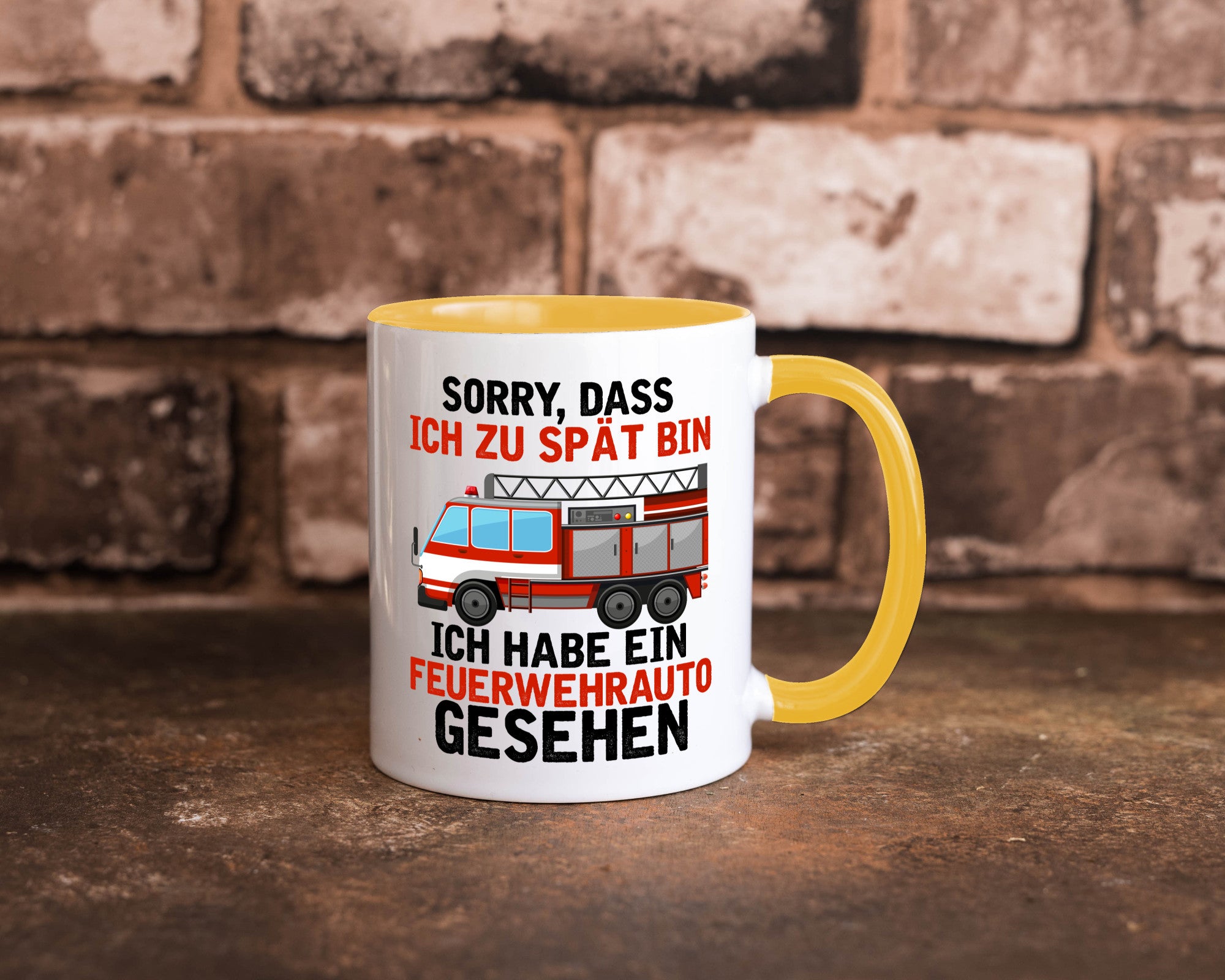 Ich hab ein feuerwehrauto gesehen | lustig Humor Geschenkidee Geschenk Tasse