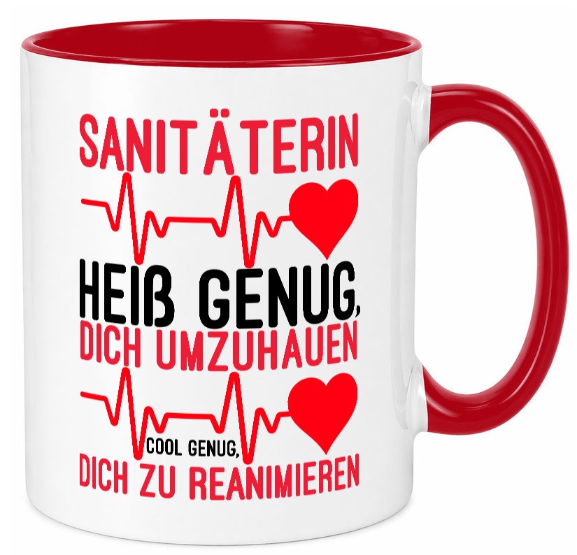 Heiße Sanitäterin | Reanimation Puls Rettungsdienst lustiger Spruch Geschenk Tasse