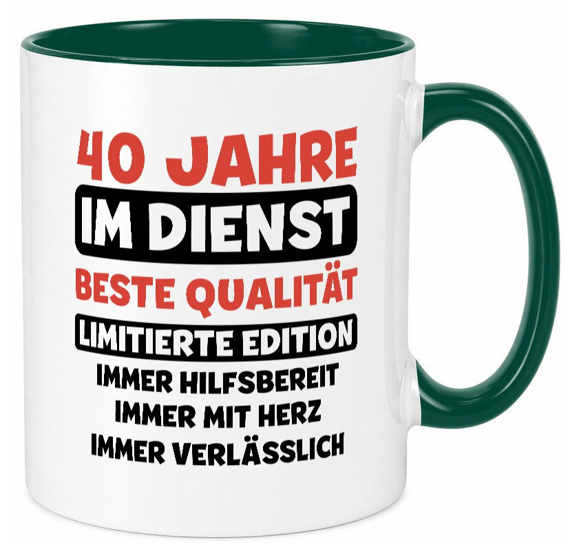 40 Jahre im Dienst | Jubiläum Arbeit v3 Humor Kollegen Büro Geschenkidee Tasse