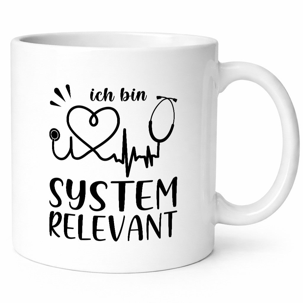Systemrelevant | Herzschlag Stethoskop Herz Humor Geschenkidee Tasse
