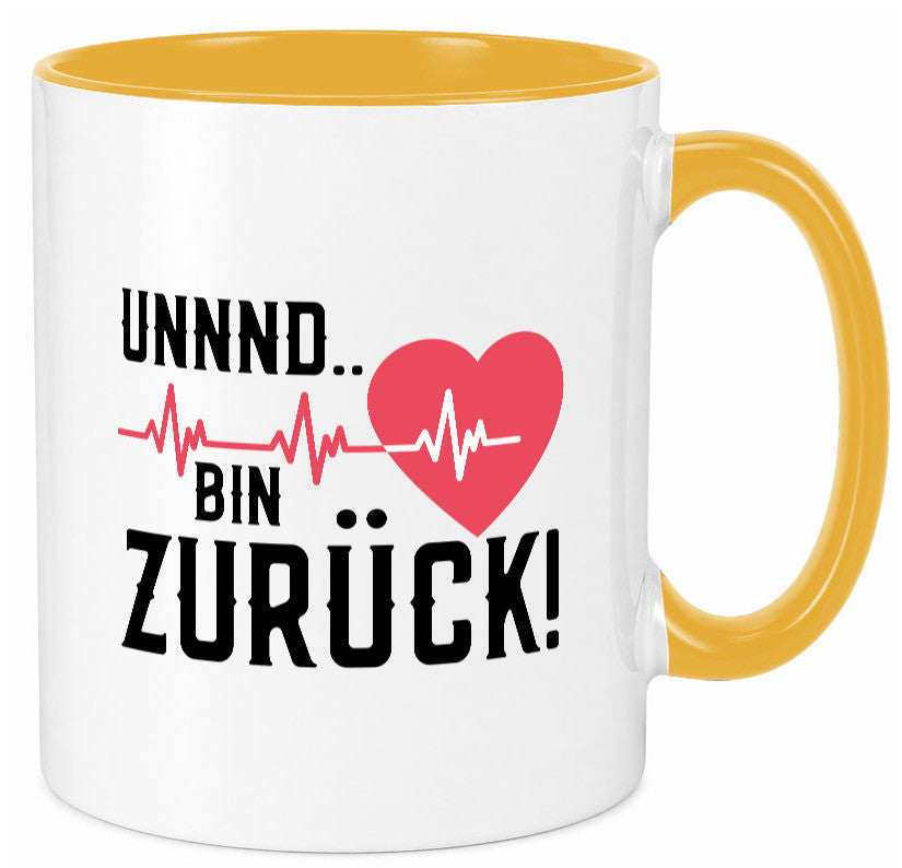 Bin zurück | Herzschlag Reanimation Puls Arzt Klinik Geschenk Humor Tasse