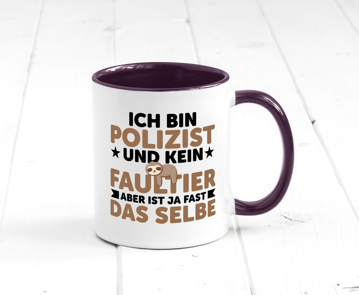 Ich bin kein Faultier: Polizist | Polizei v2 lustig Tierliebhaber Humor Tasse