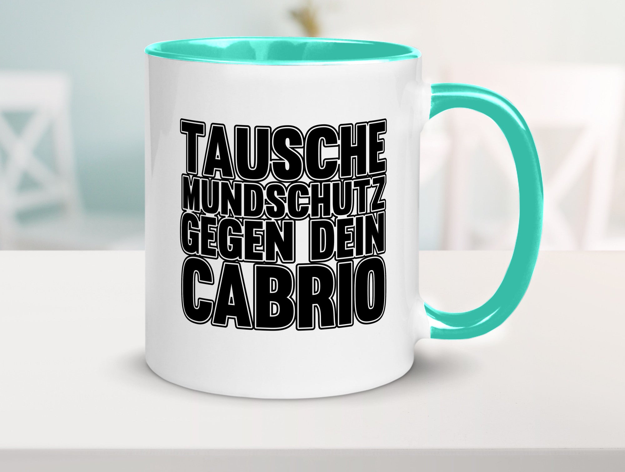 Tausche Mundschutz gegen Cabrio| | Cabrio Geschenkidee Humor Tasse
