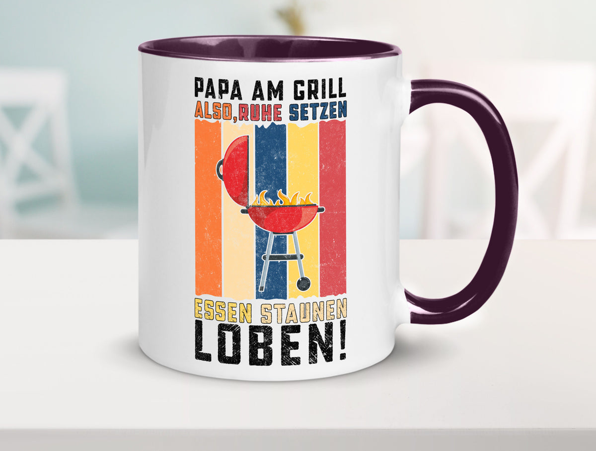 Papa am Grill | Grillmeister BBQ Grillabend v2 Geschenkidee Humor Tasse