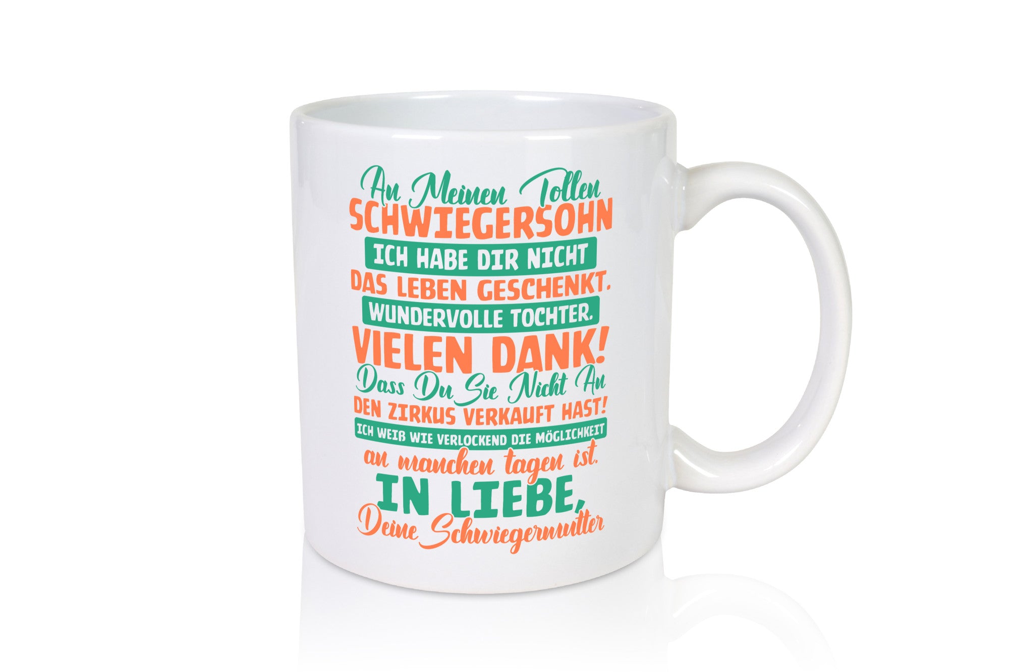 An meinen tollen Schwiegersohn vl3 Humor Familie Geschenkidee Tasse