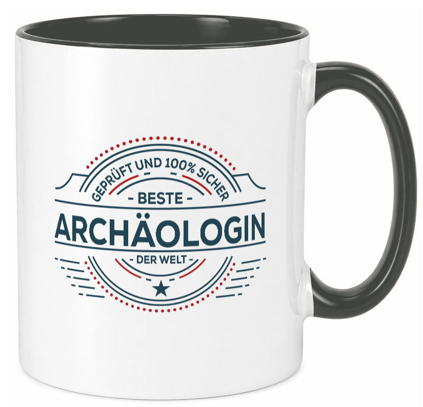 Geprüft und sicher: Archäologin| Archäologie | Forscherin Geschenk Humor Tasse