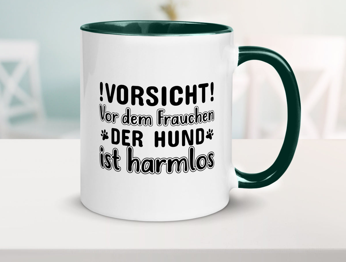 Vorsicht vor dem Frauchen | Hundebesitzerin Pfoten Geschenkidee Tierliebhaber Tasse