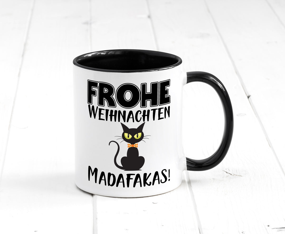 Frohe Weihnachten Madafakas! | Katze Tasse Vintage lustiger Spruch Geschenk