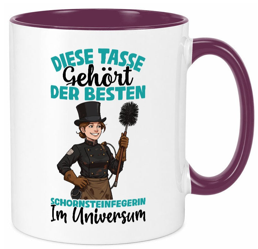 Im Universum: Schornsteinfegerin | Kaminkehrer lustiger Spruch Geschenk Humor Tasse