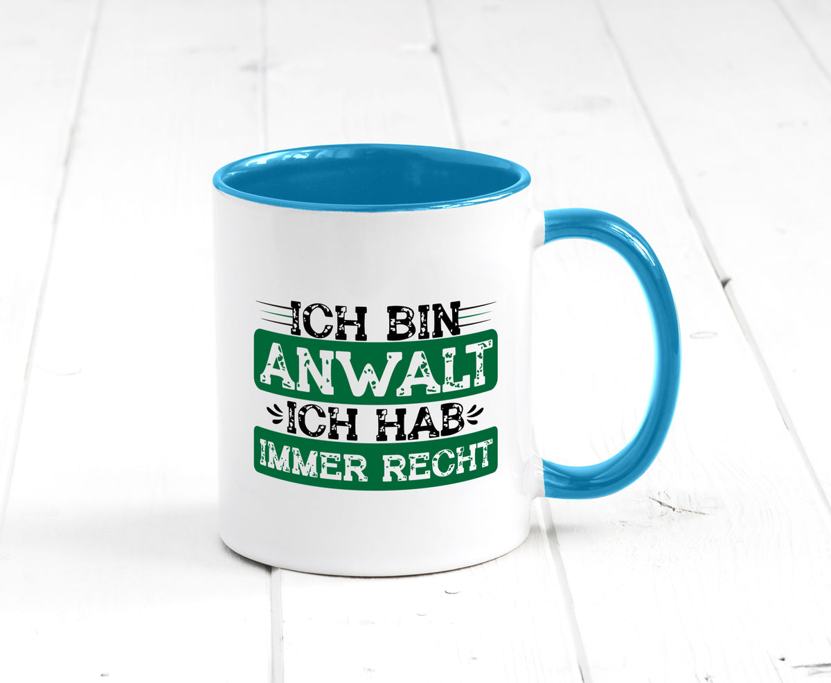 Ich bin Anwalt habe immer Recht | Jura Humor Geschenkidee Tasse