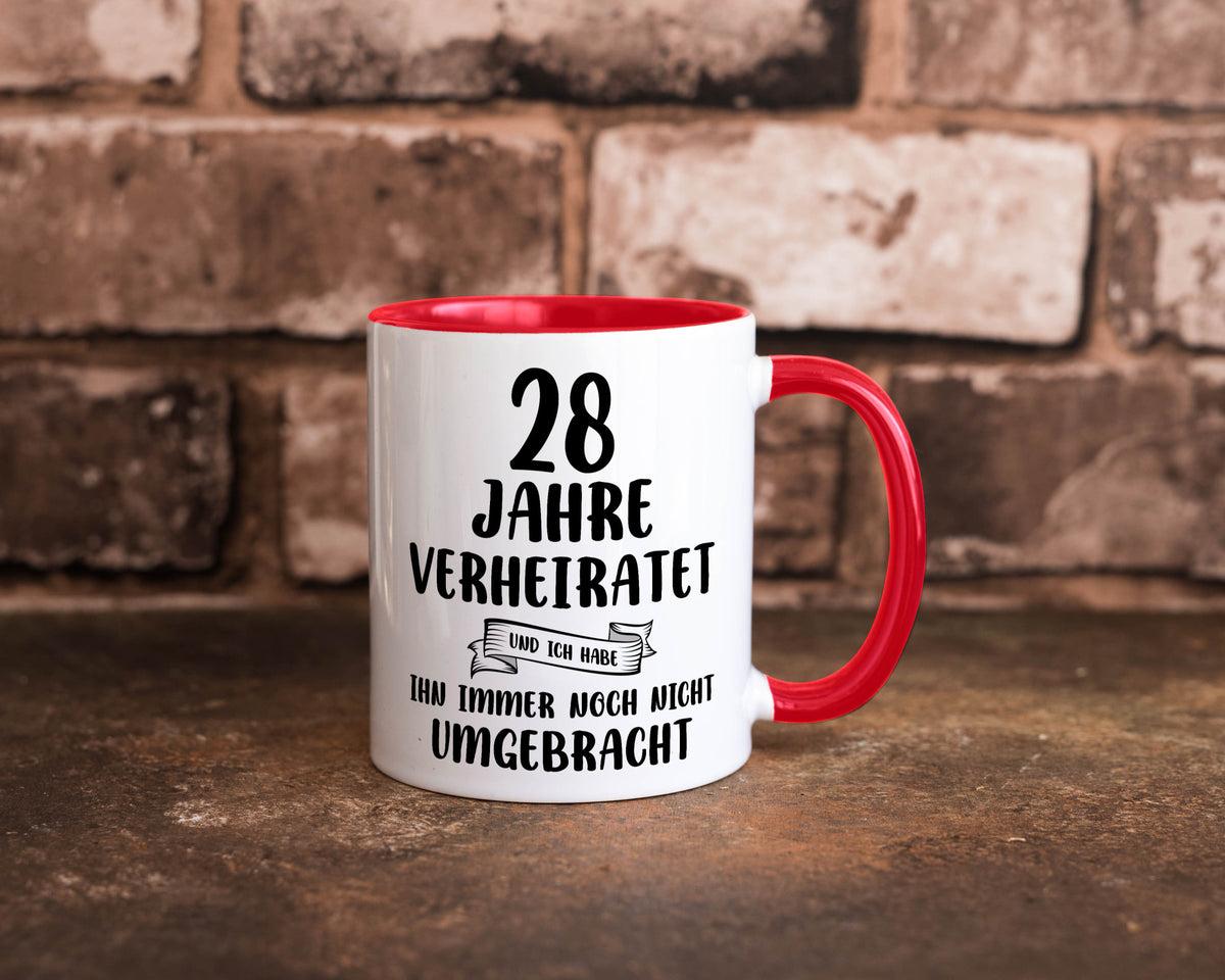 28 Jahre Verheiratet, immer noch am Leben! Geschenkidee Humor Tasse
