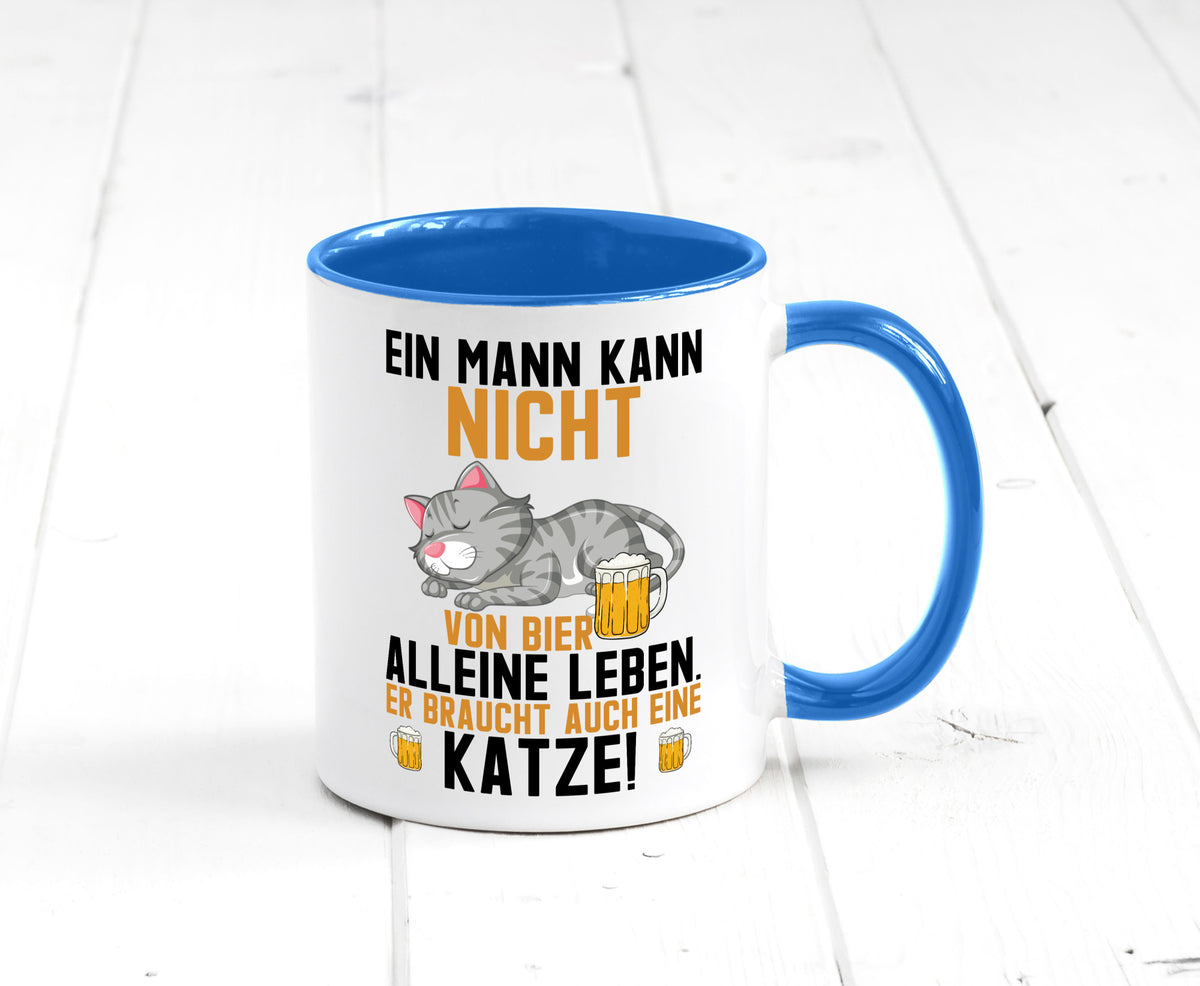 Von Bier leben | Mann braucht eine Katze Katzenliebhaber Geschenk Tierliebhaber Tasse