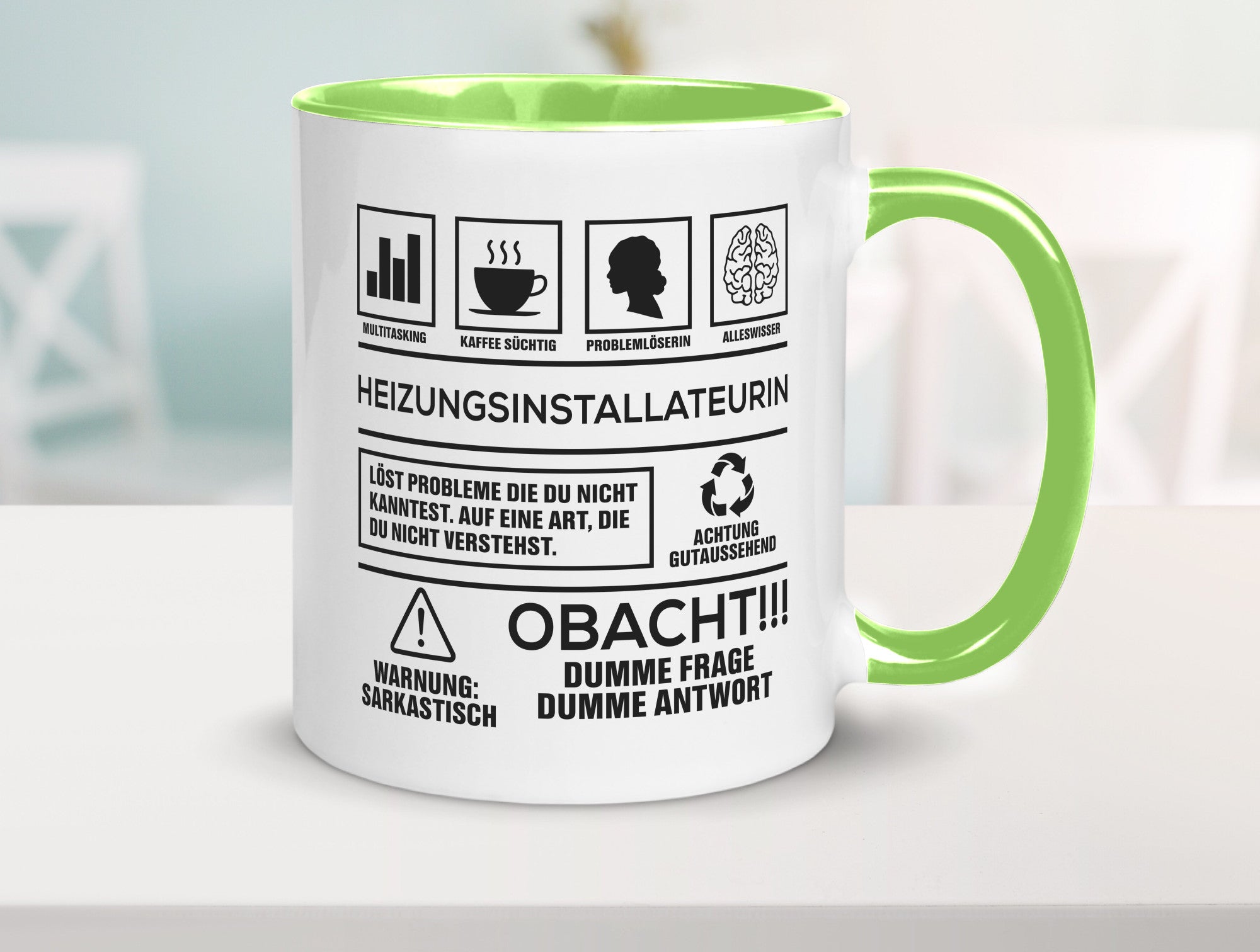 Achtung Probleme Heizungsinstallateurin | Heizung Humor Geschenkidee Tasse