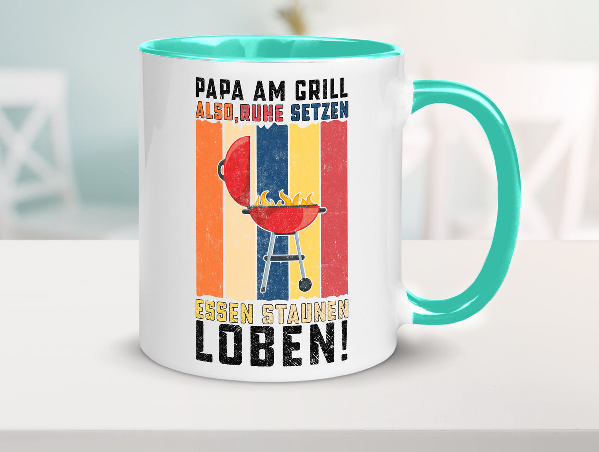 Papa am Grill | Grillmeister BBQ Grillabend v2 Geschenkidee Humor Tasse