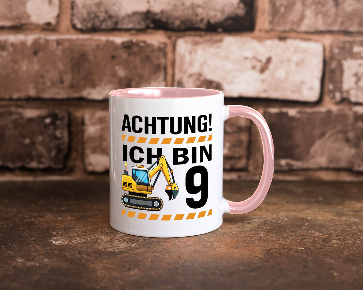 9 Geburtstag Ich bin | Bagger Junge lustiger Spruch Geschenk Geschenkidee Tasse