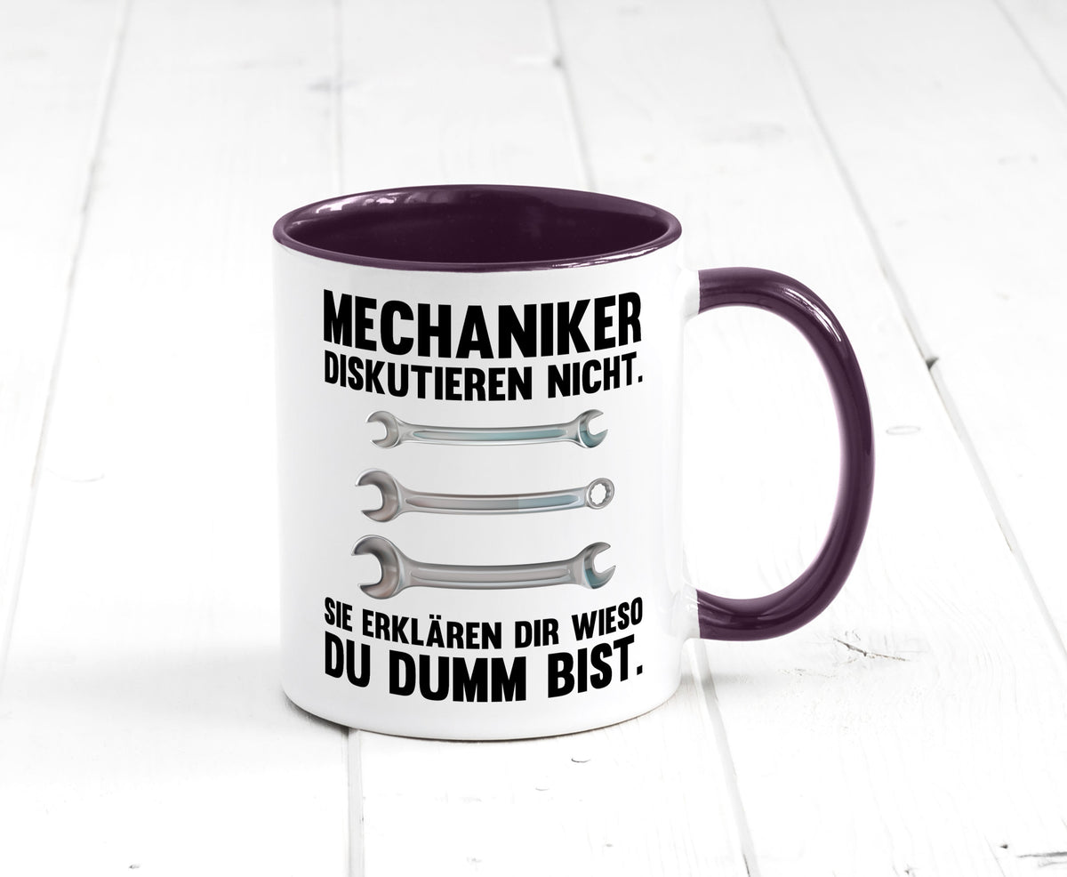 Mechaniker Diskutieren nicht sie erklären nur wieso Geschenkidee Tierliebhaber Tasse