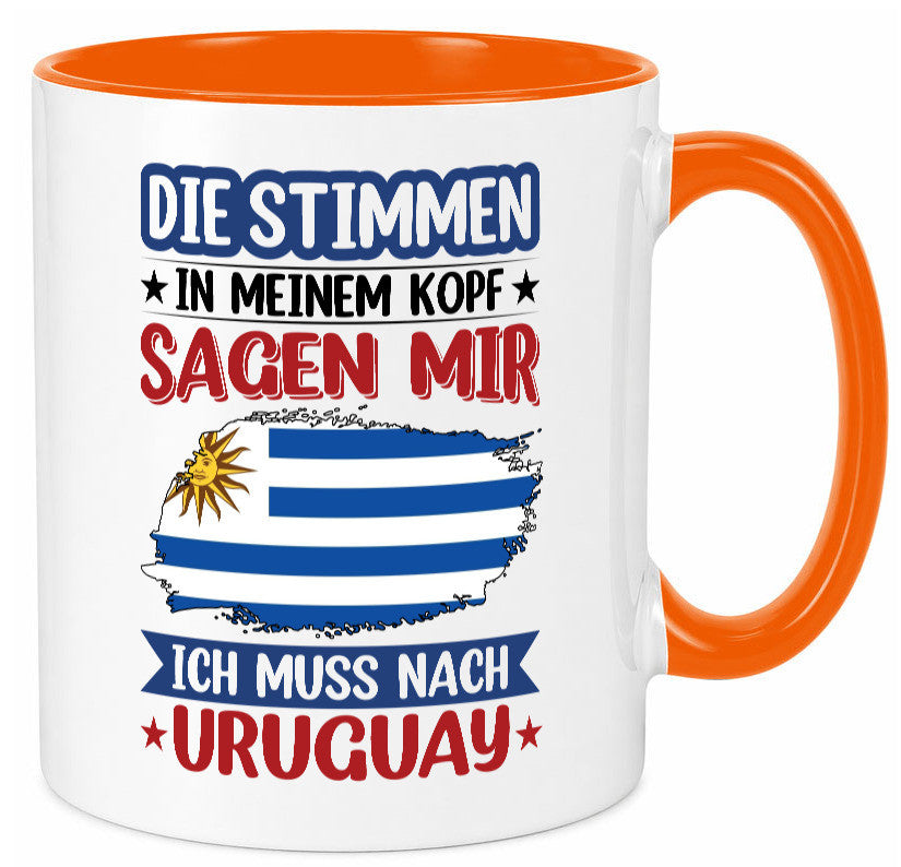 Uruguay | Urlaub Stimmen in meinem Kopf Traumland Geschenk Humor Geschenkidee Tasse
