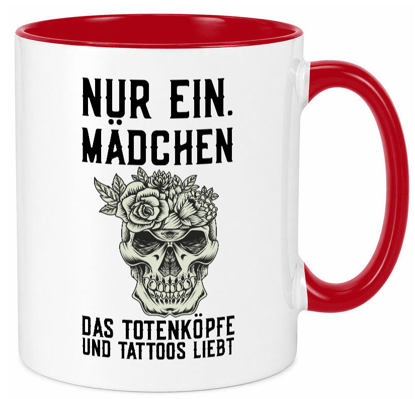 Mädchen |Tattoos und Totenköpfe | Tätowieren Rockabilly Humor Geschenkidee Tasse