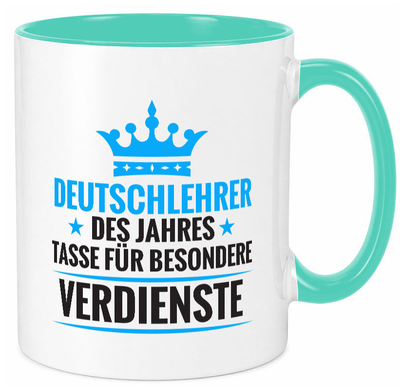 Besonderer Verdienst: Deutschlehrer | Lehrer Schule lustig Humor Geschenkidee Tasse