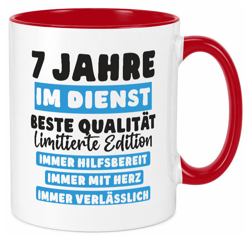 7 Jahre im Dienst | Jubiläum Arbeit v6 lustig Kollegen Büro Geschenk Tasse