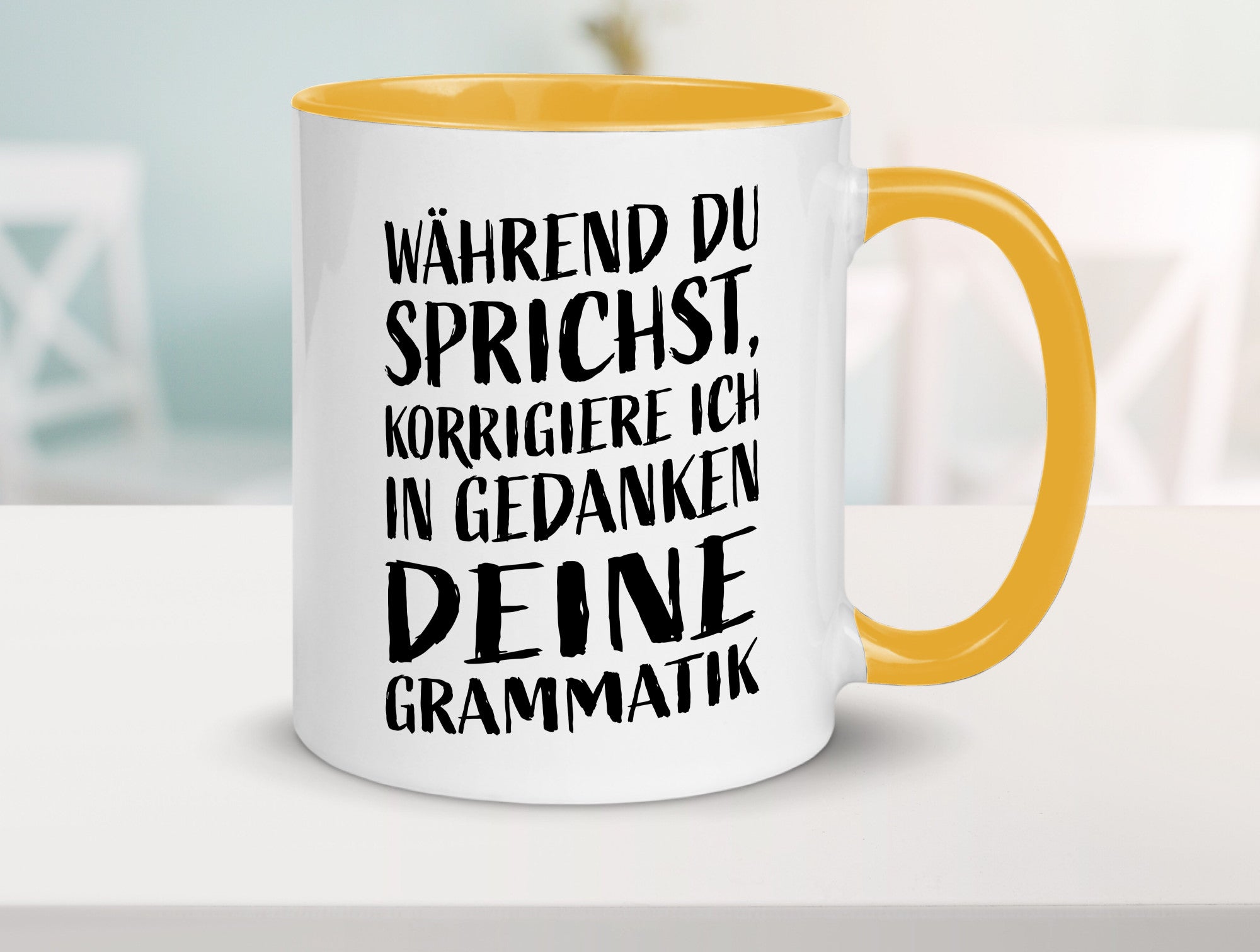 Während du sprichst, Grammatik korrigieren lustiger Spruch Geschenk Humor