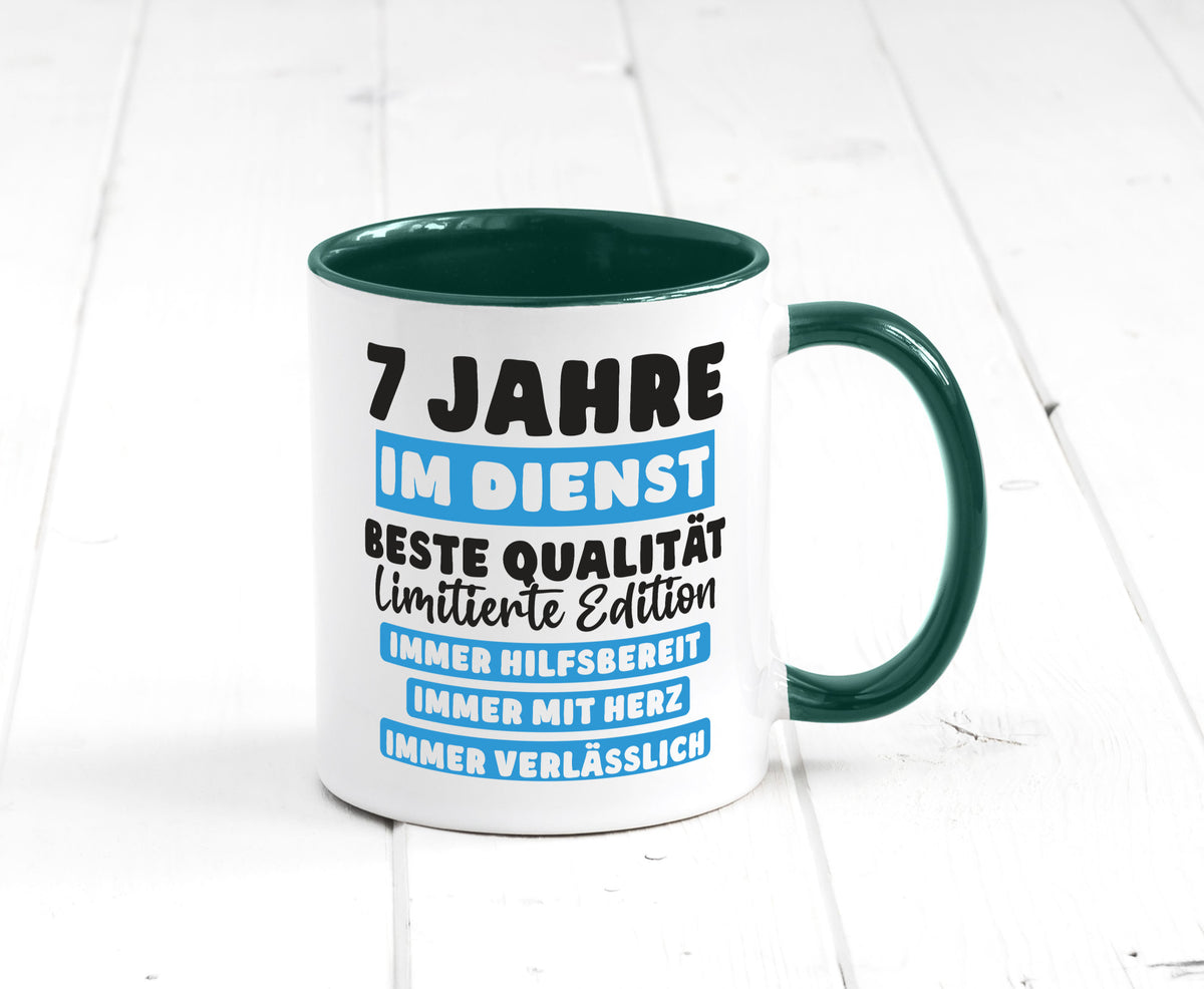 7 Jahre im Dienst | Jubiläum Arbeit v6 lustig Kollegen Büro Geschenk Tasse