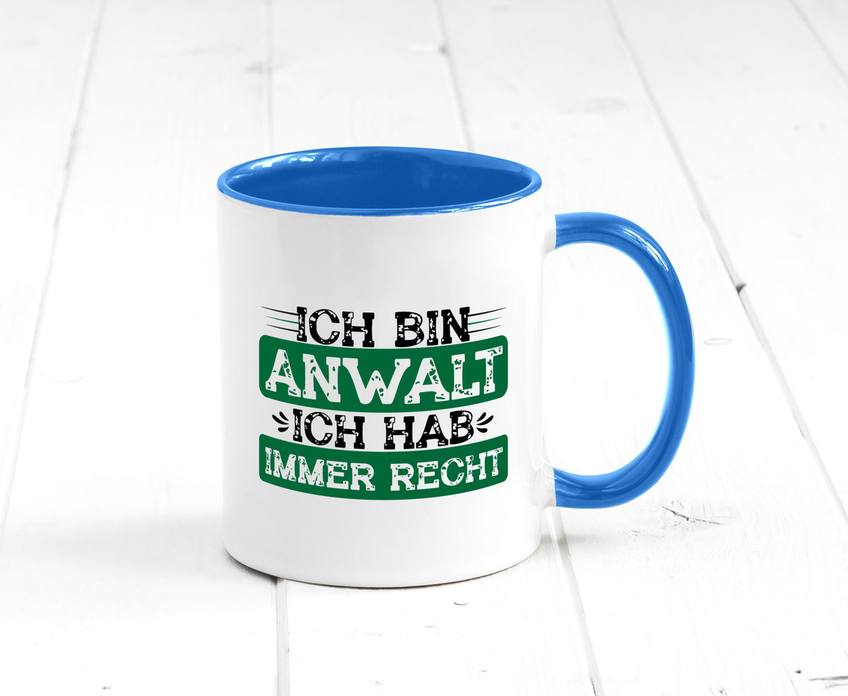 Ich bin Anwalt habe immer Recht | Jura Humor Geschenkidee Tasse